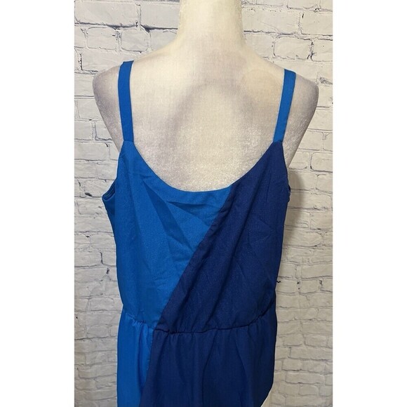 Lane Bryant Blue And White Color Block Sleevless Maxi Dress Size 18 - Picture 5 of 7